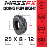 MASSFX 25x8-12 Front Off-Road Tire ATV, UTV or SXS Tire